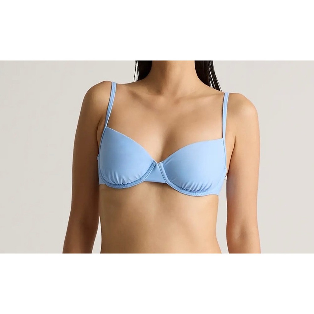 NWT Quince Womens Italian Demi Bikini Dress Small Tie Back Clear Blue Sky